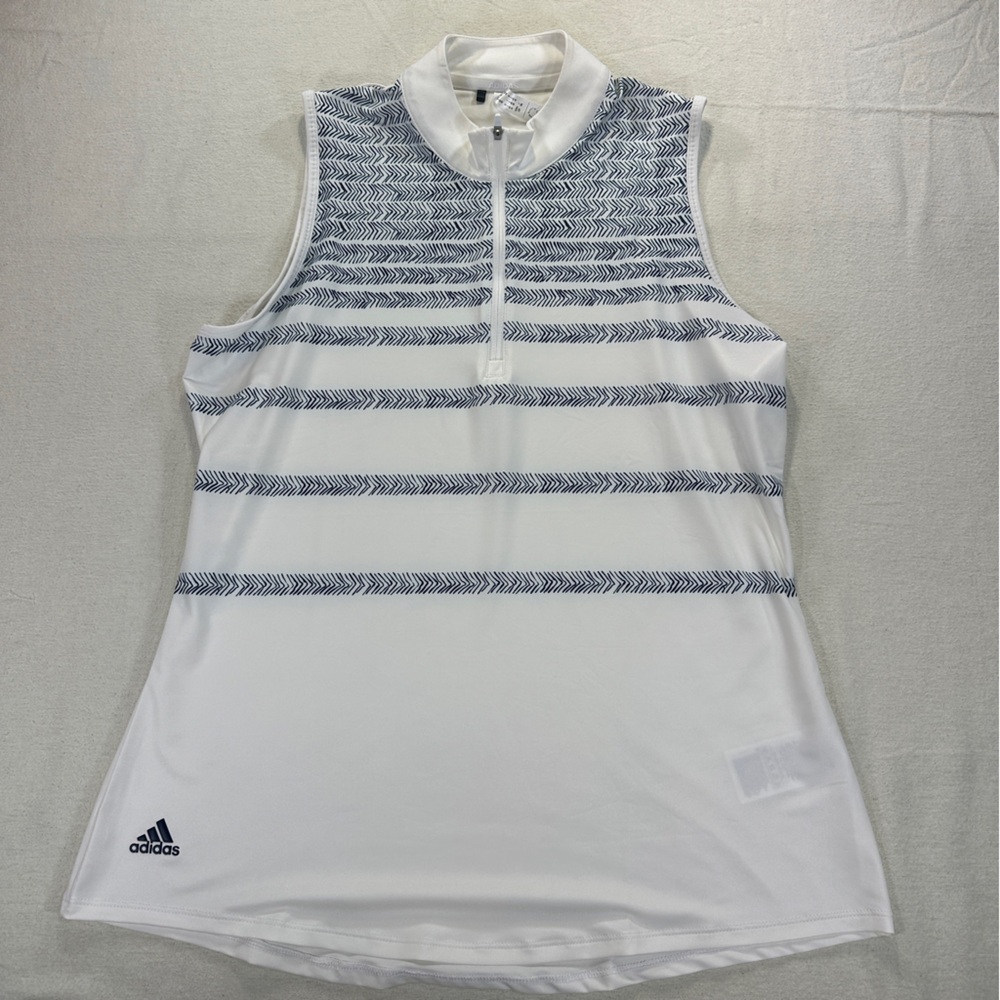 Adidas Women's 365 Herringbone White and Navy Golf Tank Top